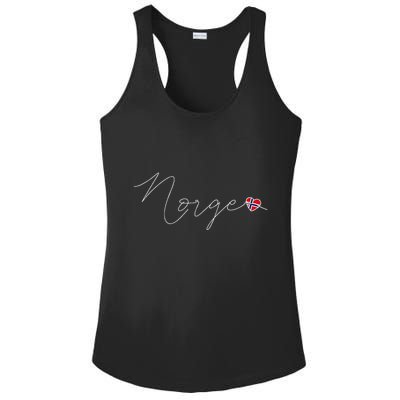 Norge Simple Love Norwegian Flag Heart On Norway Ladies PosiCharge Competitor Racerback Tank