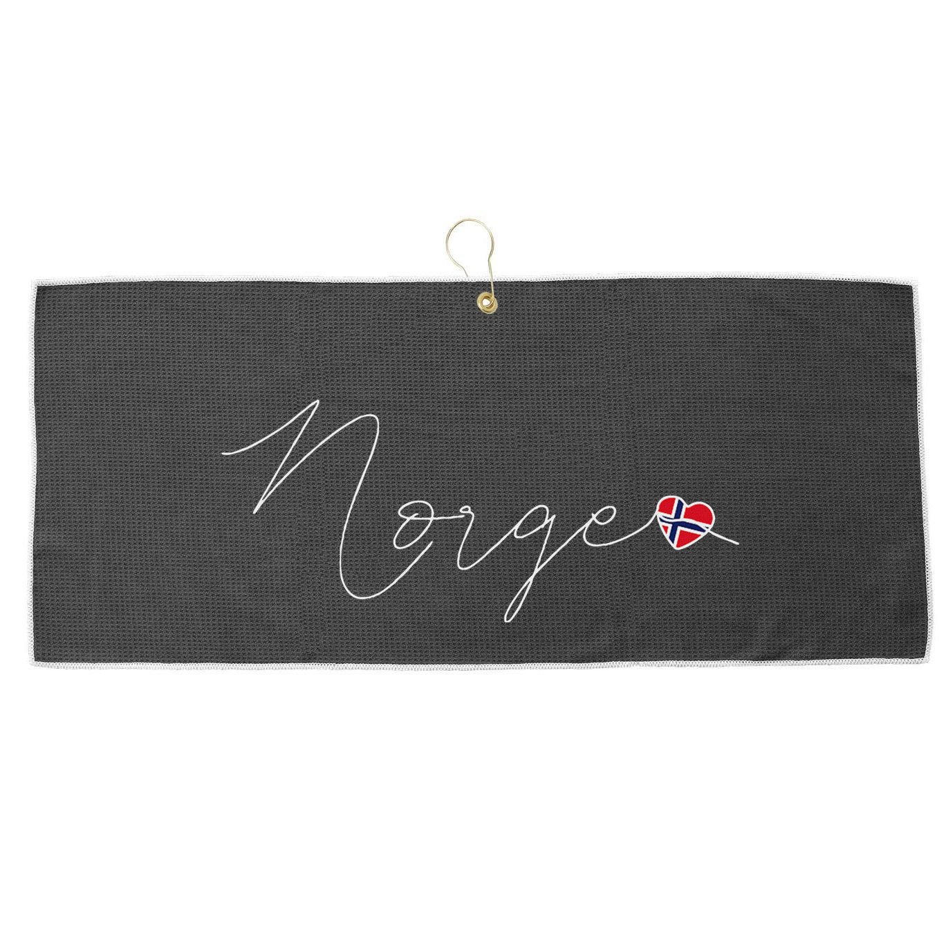 Norge Simple Love Norwegian Flag Heart On Norway Large Microfiber Waffle Golf Towel