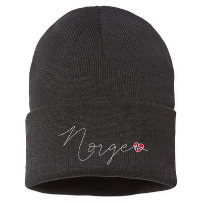 Norge Simple Love Norwegian Flag Heart On Norway Sustainable Knit Beanie
