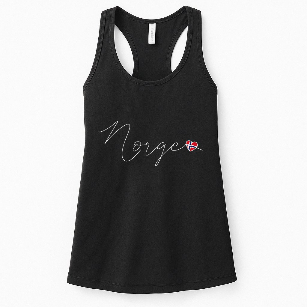 Norge Simple Love Norwegian Flag Heart On Norway Womens Tank Top
