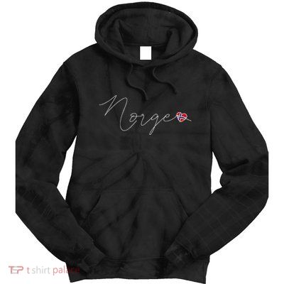 Norge Simple Love Norwegian Flag Heart On Norway Tie Dye Hoodie