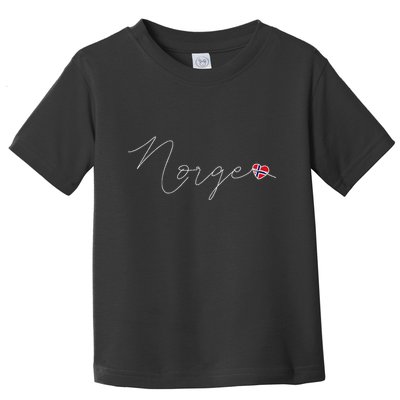 Norge Simple Love Norwegian Flag Heart On Norway Toddler T-Shirt