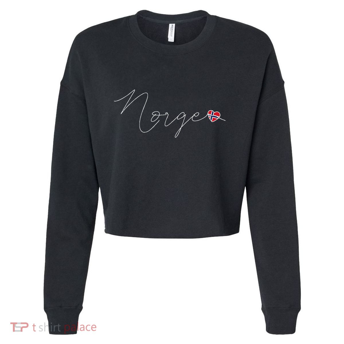 Norge Simple Love Norwegian Flag Heart On Norway Cropped Pullover Crew