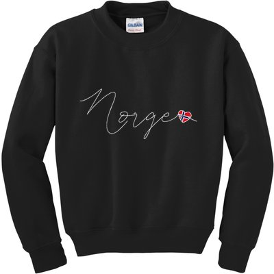 Norge Simple Love Norwegian Flag Heart On Norway Kids Sweatshirt