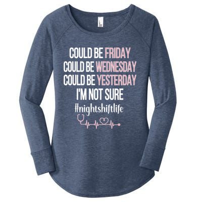 Night Shift Life Nursing Week Funny Night Shift Nurse Gift Women's Perfect Tri Tunic Long Sleeve Shirt