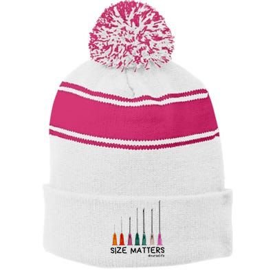 Needle Size Matters Funny Nursing Cna Nurse Life Stripe Pom Pom Beanie