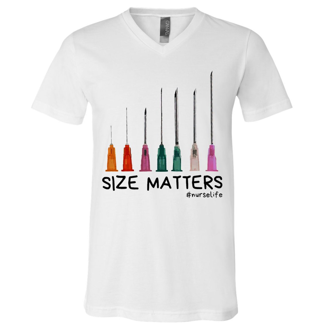 Needle Size Matters Funny Nursing Cna Nurse Life V-Neck T-Shirt