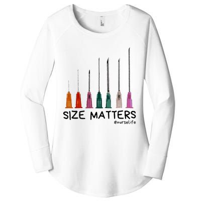 Needle Size Matters Funny Nursing Cna Nurse Life Women's Perfect Tri Tunic Long Sleeve Shirt