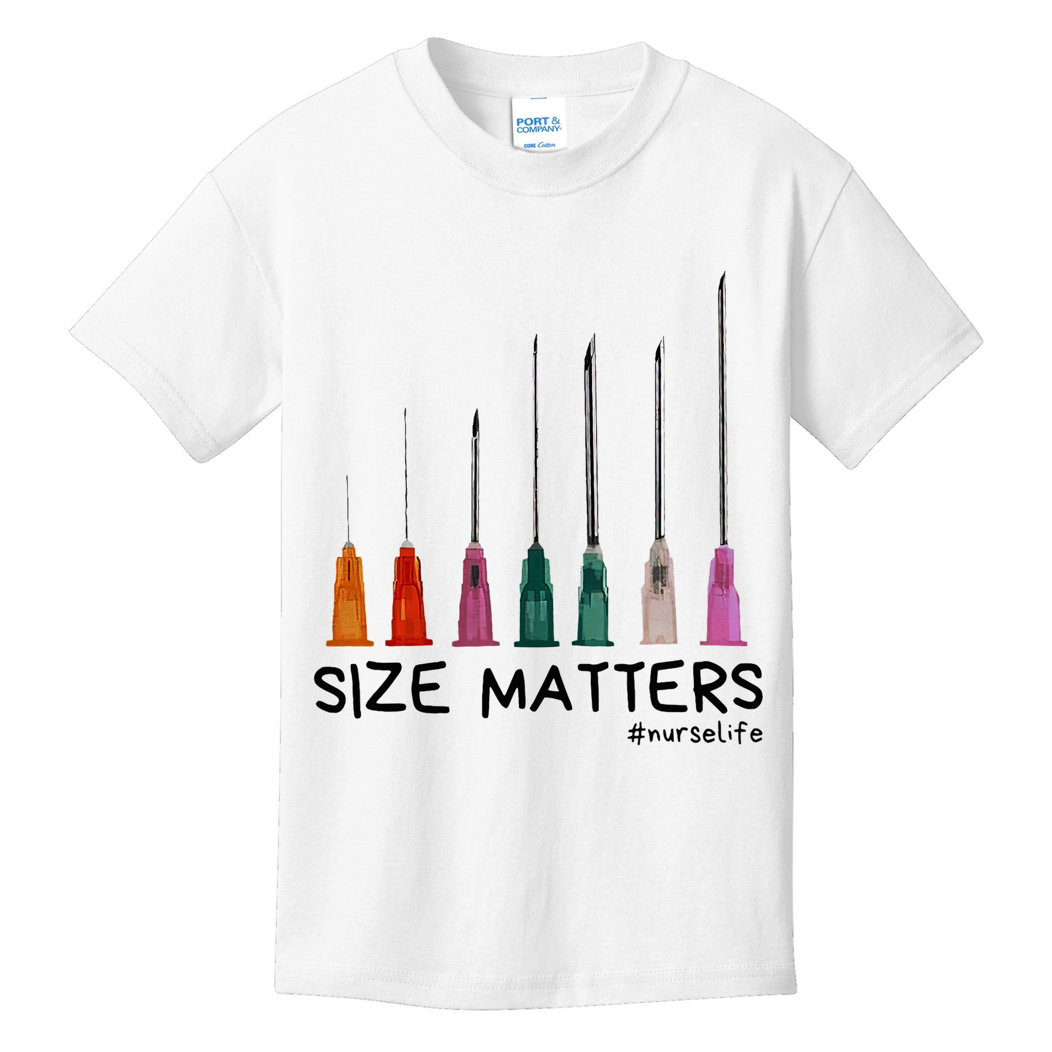 Needle Size Matters Funny Nursing Cna Nurse Life Kids T-Shirt