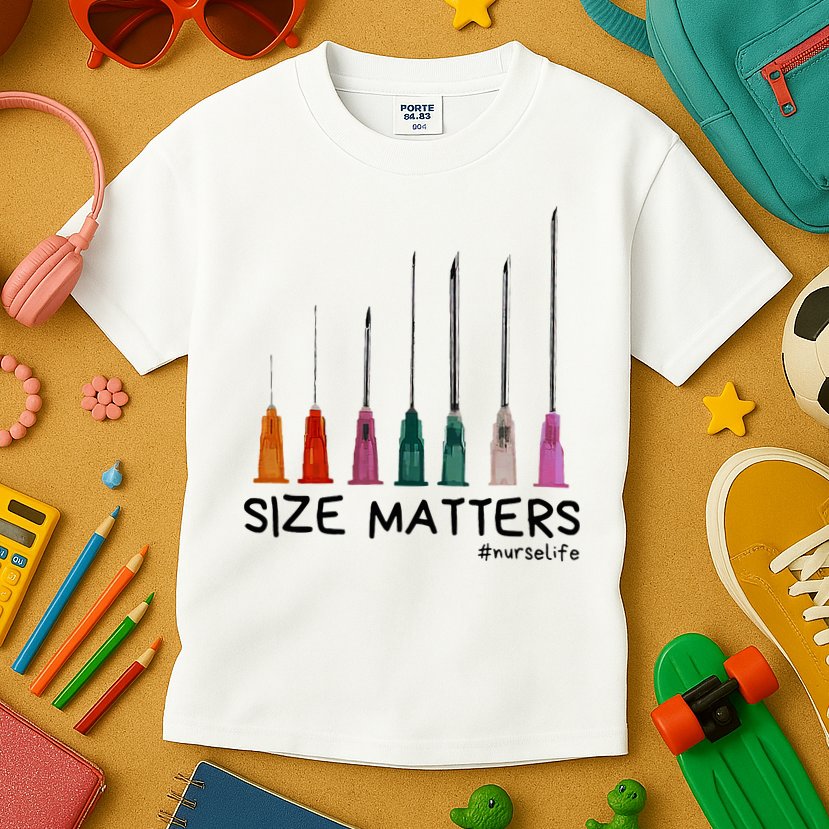 Needle Size Matters Funny Nursing Cna Nurse Life Kids T-Shirt