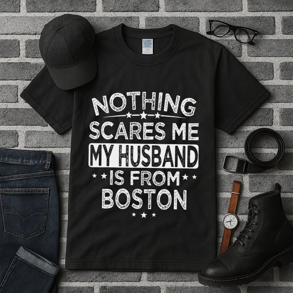 Nothing Scares Me My Husband Is From Boston Tall T-Shirt
