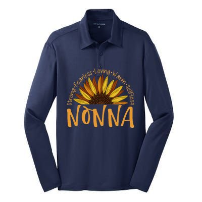 Nonna Sunflower Mothers Day Sunflower For Nonnas Silk Touch Performance Long Sleeve Polo