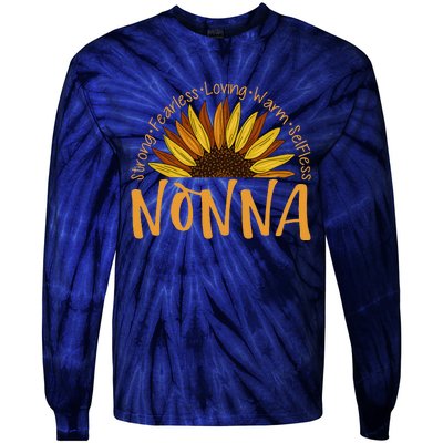 Nonna Sunflower Mothers Day Sunflower For Nonnas Tie-Dye Long Sleeve Shirt