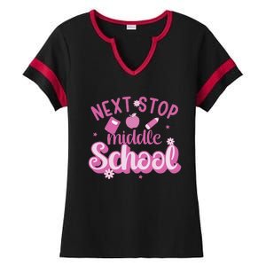 Next Stop Middle School Graduation Ladies Halftime Notch Neck Tee