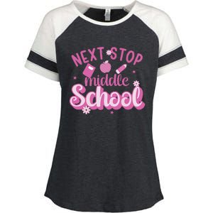 Next Stop Middle School Graduation Enza Ladies Jersey Colorblock Tee