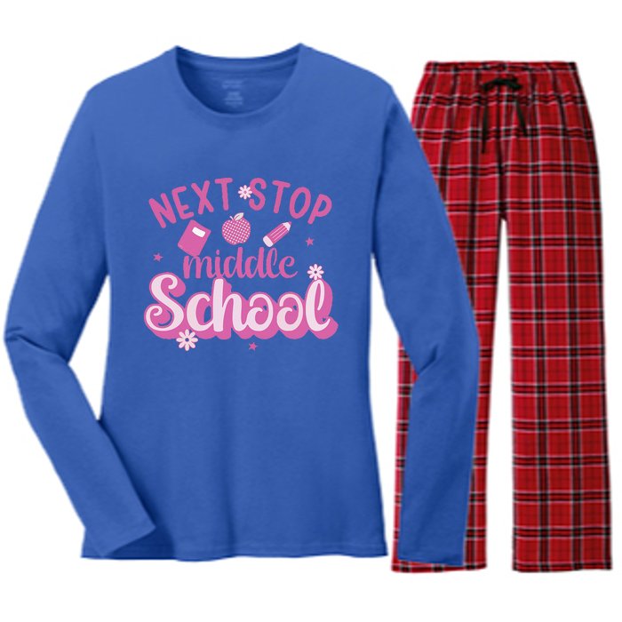 Next Stop Middle School Graduation Women's Long Sleeve Flannel Pajama Set 