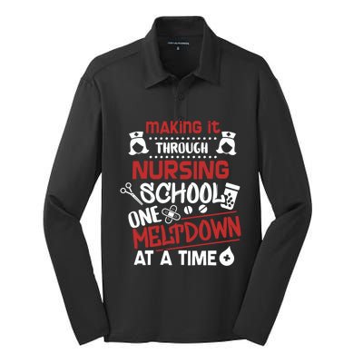 Nurse Student Making It Nursing School Gift Silk Touch Performance Long Sleeve Polo