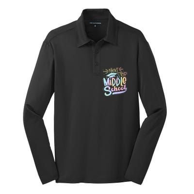 Next Stop Middle School Tie Dye Silk Touch Performance Long Sleeve Polo