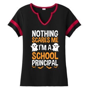 Nothing Scares Me IM A School Principal Halloween Costume Teacher Ladies Halftime Notch Neck Tee