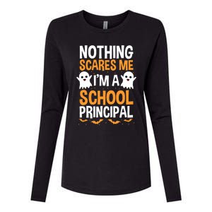 Nothing Scares Me IM A School Principal Halloween Costume Teacher Womens Cotton Relaxed Long Sleeve T-Shirt