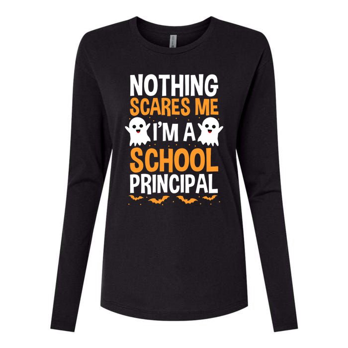 Nothing Scares Me IM A School Principal Halloween Costume Teacher Womens Cotton Relaxed Long Sleeve T-Shirt