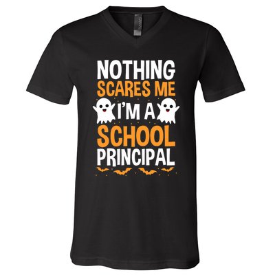 Nothing Scares Me IM A School Principal Halloween Costume Teacher V-Neck T-Shirt