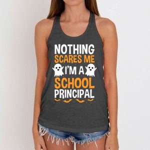 Nothing Scares Me IM A School Principal Halloween Costume Teacher Women's Knotted Racerback Tank