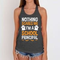 Nothing Scares Me IM A School Principal Halloween Costume Teacher Women's Knotted Racerback Tank