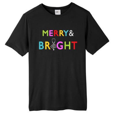 Nurse Stethoscope Merry And Bright Christmas Gift Long Sleeve Tall Fusion ChromaSoft Performance T-Shirt