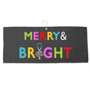 Nurse Stethoscope Merry And Bright Christmas Gift Long Sleeve Large Microfiber Waffle Golf Towel