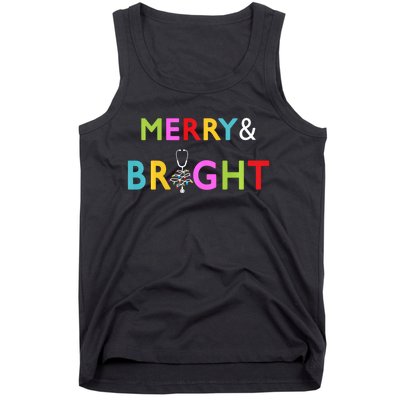 Nurse Stethoscope Merry And Bright Christmas Gift Long Sleeve Tank Top