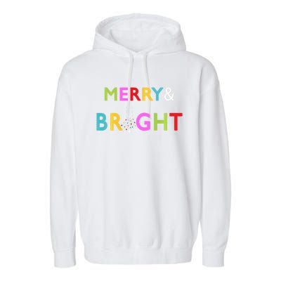 Nurse Stethoscope Merry And Bright Christmas Gift Long Sleeve Garment-Dyed Fleece Hoodie