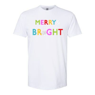 Nurse Stethoscope Merry And Bright Christmas Gift Long Sleeve Softstyle CVC T-Shirt