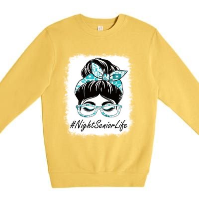 Night Senior Messy Bun Bleached World Health Day Gift Premium Crewneck Sweatshirt