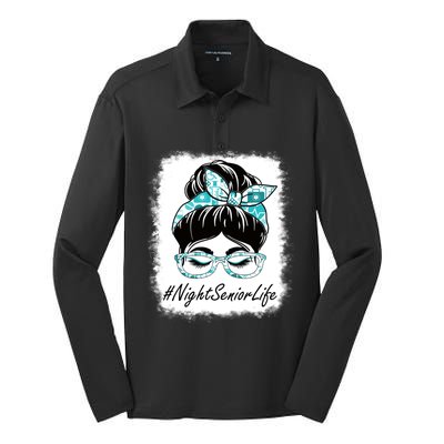 Night Senior Messy Bun Bleached World Health Day Gift Silk Touch Performance Long Sleeve Polo