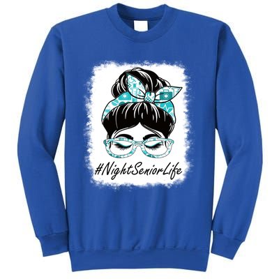 Night Senior Messy Bun Bleached World Health Day Gift Sweatshirt