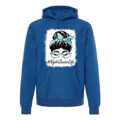 Night Senior Messy Bun Bleached World Health Day Gift Premium Hoodie