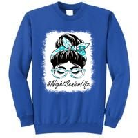 Night Senior Messy Bun Bleached World Health Day Gift Tall Sweatshirt