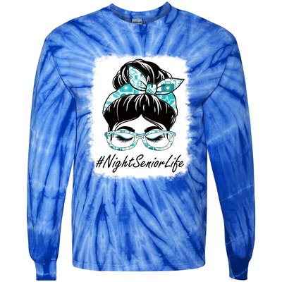 Night Senior Messy Bun Bleached World Health Day Gift Tie-Dye Long Sleeve Shirt