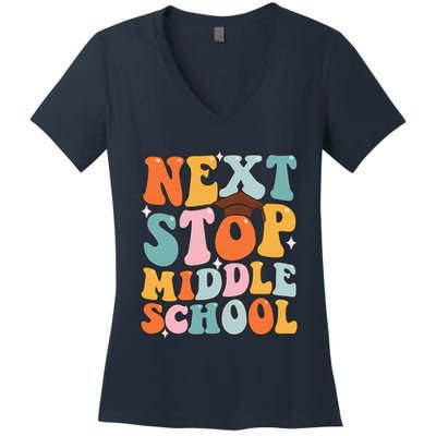 Next Stop Middle School Funny Graduation 5th Grade Women's V-Neck T-Shirt