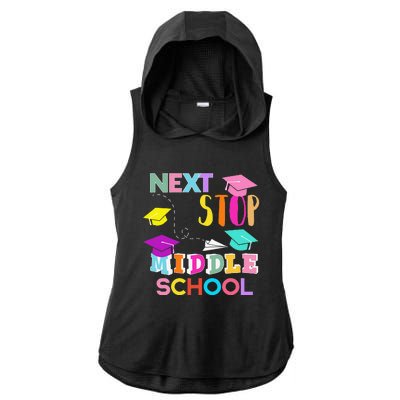 Next Stop Middle School Funny Elementary School Graduation Ladies PosiCharge Tri-Blend Wicking Draft Hoodie Tank