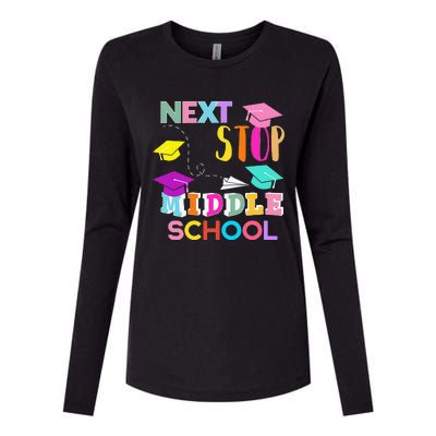 Next Stop Middle School Funny Elementary School Graduation Womens Cotton Relaxed Long Sleeve T-Shirt