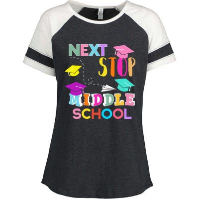 Next Stop Middle School Funny Elementary School Graduation Enza Ladies Jersey Colorblock Tee