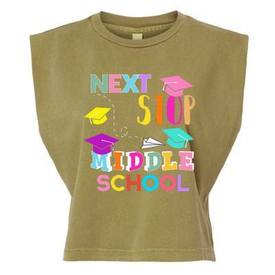 Next Stop Middle School Funny Elementary School Graduation Garment-Dyed Women's Muscle Tee