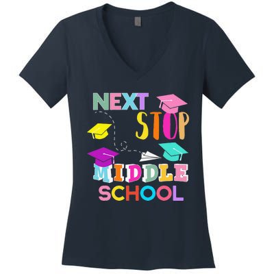 Next Stop Middle School Funny Elementary School Graduation Women's V-Neck T-Shirt