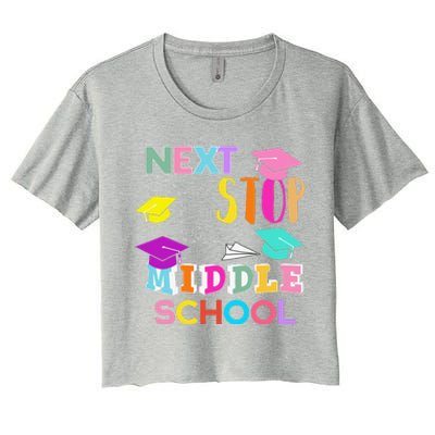 Next Stop Middle School Funny Elementary School Graduation Women's Crop Top Tee