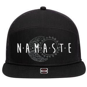 Namaste Sun Moon Cute Boho Hipster Design Yoga Gift 7 Panel Mesh Trucker Snapback Hat