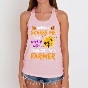 Nothing Scares Me I Am A Wicked Witch Disguised A Farmer Gift Women's Knotted Racerback Tank