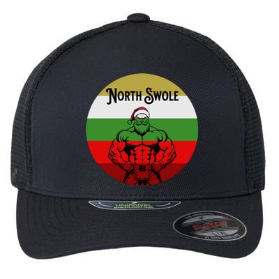 North Swole Muscle Santa Christmas Fitness Flexfit Unipanel Trucker Cap