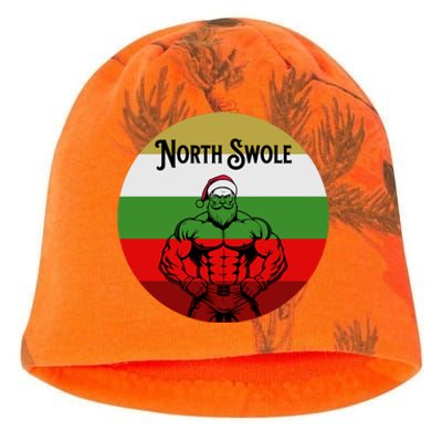 North Swole Muscle Santa Christmas Fitness Kati - Camo Knit Beanie